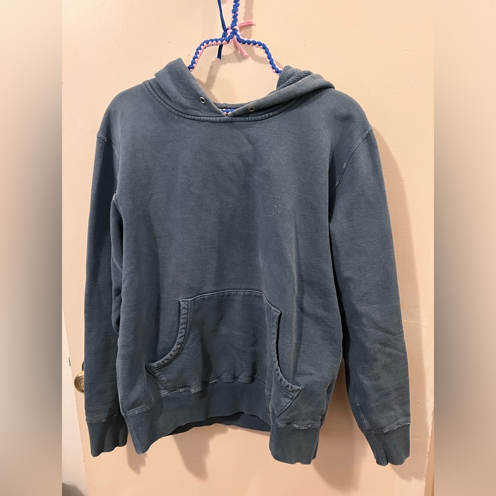 Chimala Heavyweight Distressed Hoodie in Light Blue Sz M